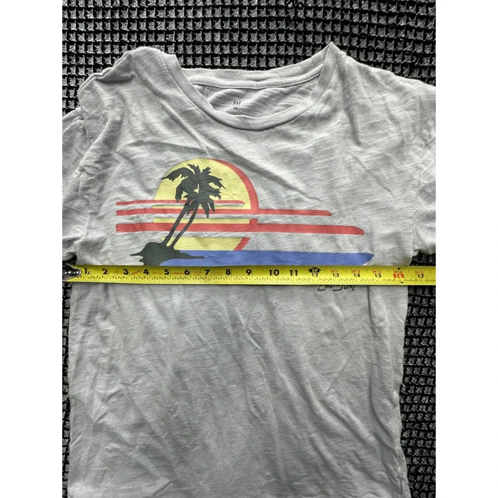 Gap Graphic T-Shirt Kids XXL Gray Cali Surf Palm Tree Sunset Tee